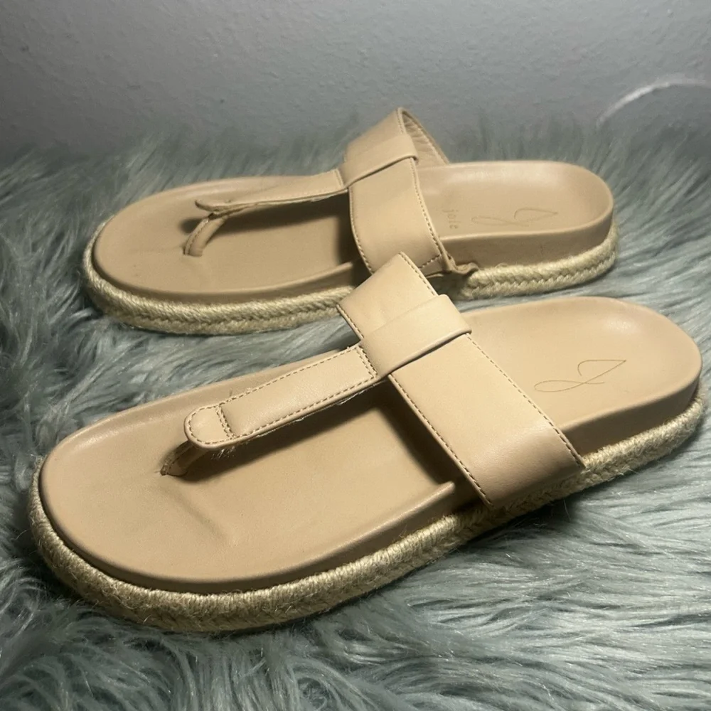JOIE Nacho Sandal Thong Slide Espadrille Light Tan Vegan Casual Sandals Size 7.5